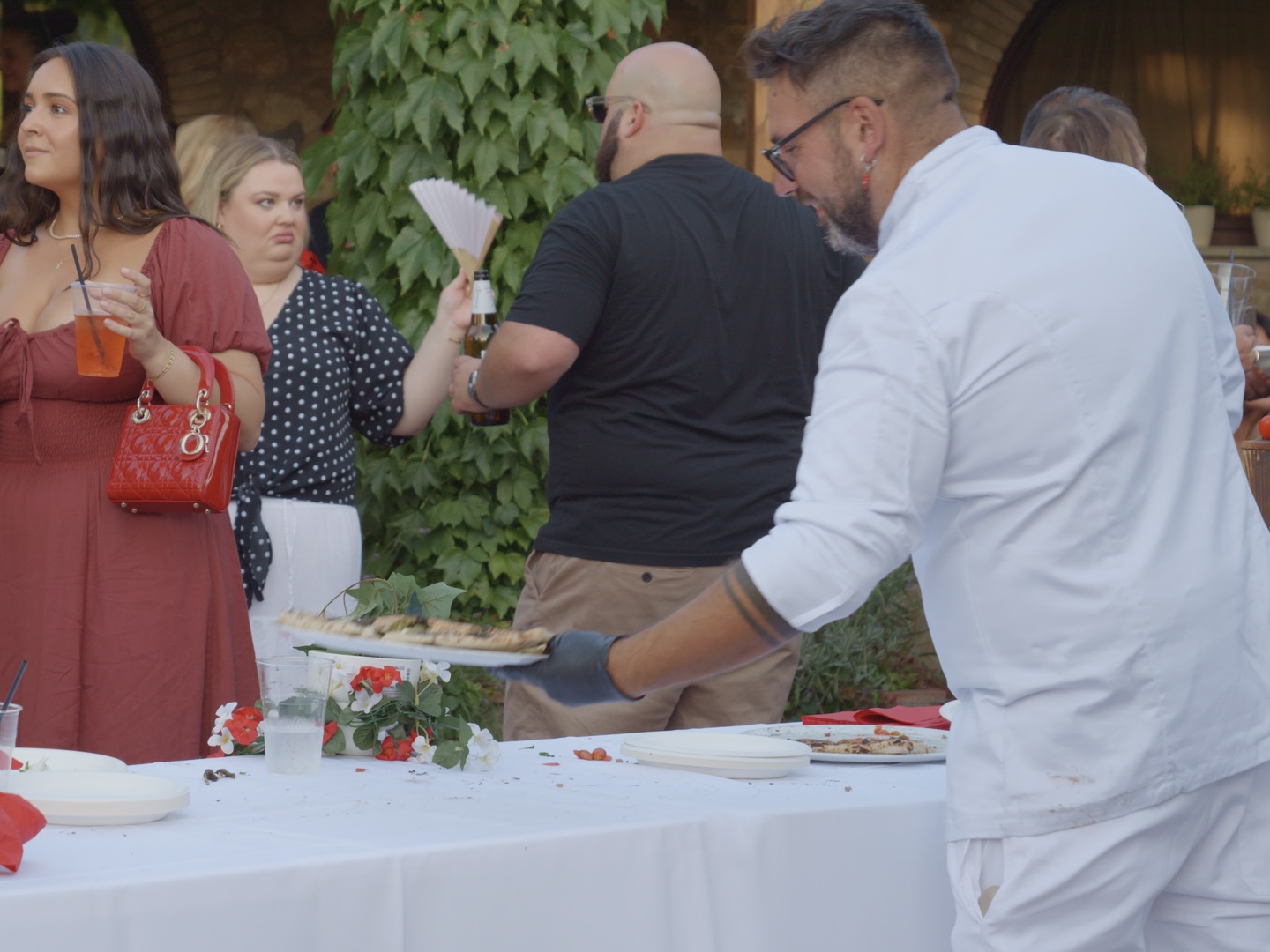Pizza food truck service during a wedding celebration in Tuscany